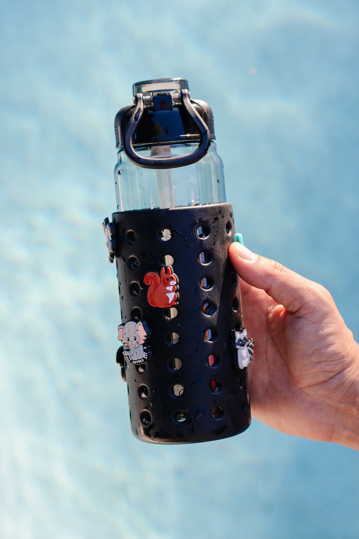 Black 24oz Water Bottle with Black Sleeve