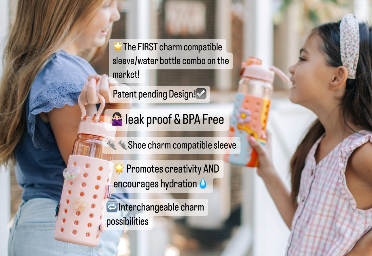 Blue 24oz Water Bottle with black Sleeve