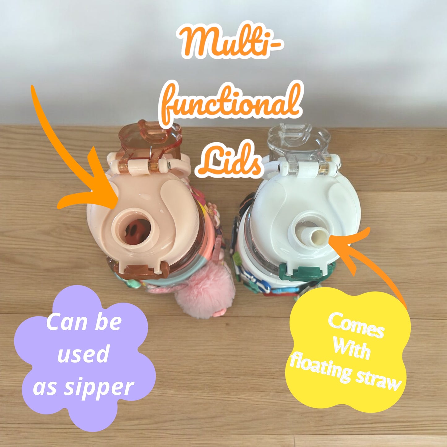 Pink 24oz Water Bottle with Rainbow Sleeve