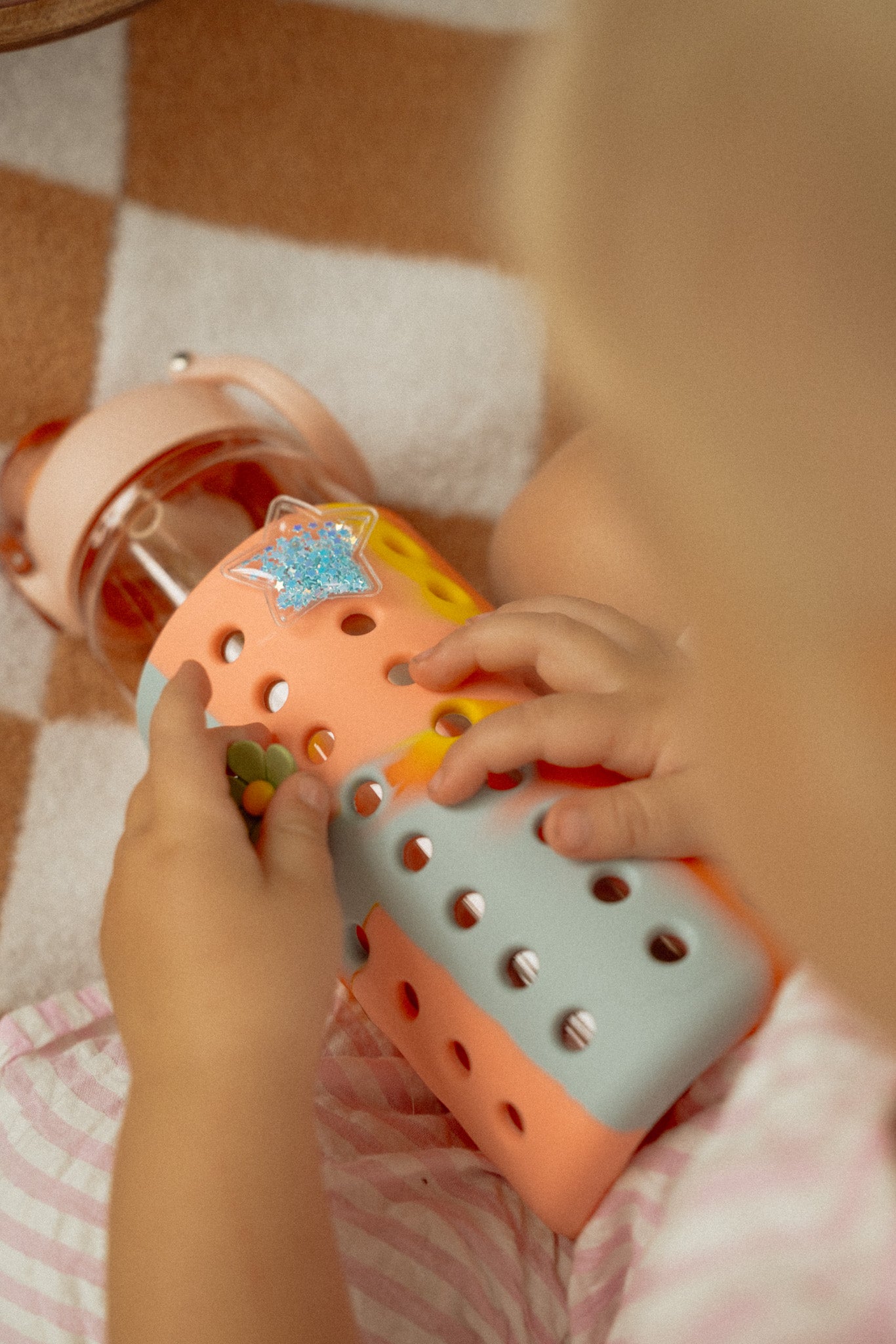 Pink 24oz Water Bottle with Rainbow Sleeve