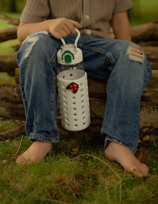 White 24oz Water bottle with White Sleeve