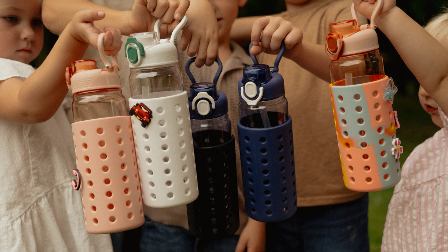 White 24oz Water bottle with White Sleeve