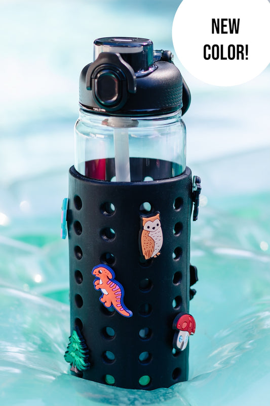 Black 24oz Water Bottle with Black Sleeve