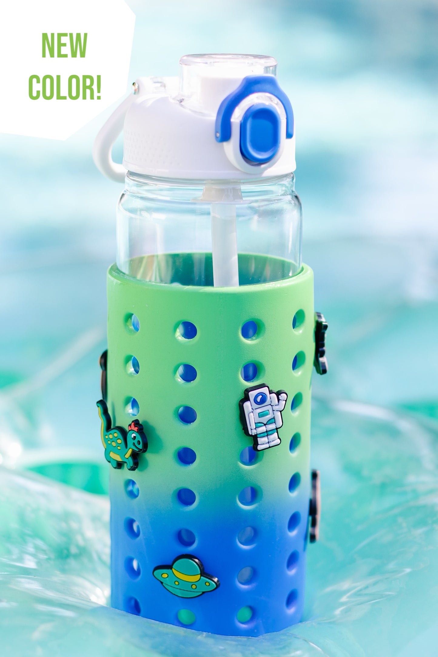 Blue/Green Ombre 24oz Water Bottle and Sleeve